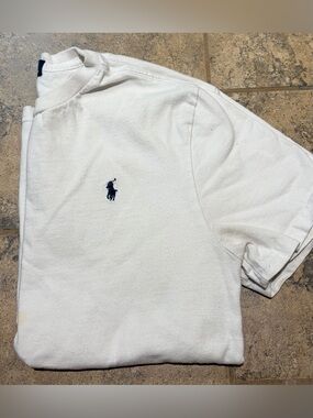 Polo by Ralph Lauren White Tee with Navy Polo Player Logo Boys L (14-16)